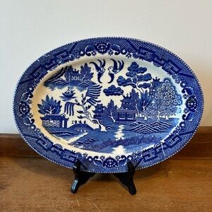 Vintage Blue Willow Oval Platter
